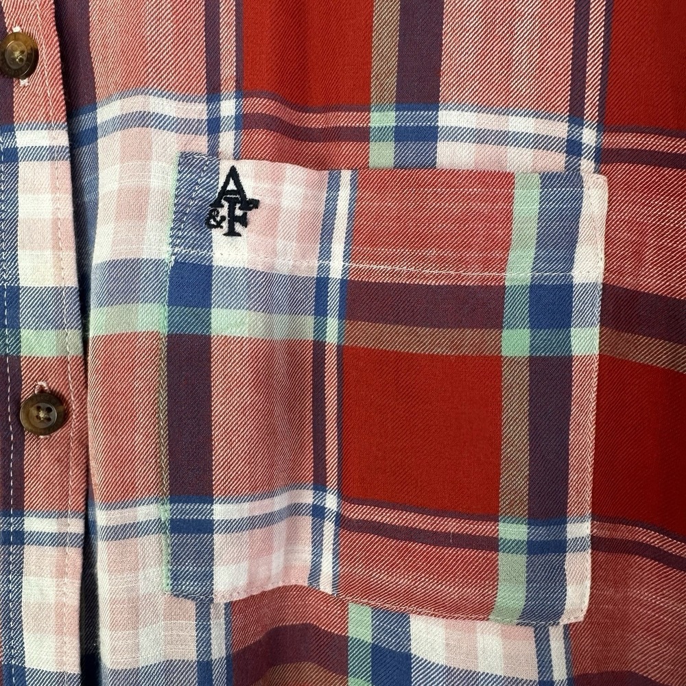 Abercrombie & Fitch Button Up Shirt Womens Large Plaid Long Sleeve Lightweight - Picture 4 of 8